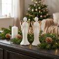Angyalfigurák kerámia angyal fehérarany 6cmx5cmx15cm 2db | Floristik24.hu