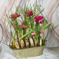 Floristik24 Tavaszi dekorációjú virágcserép ovális fém növényi tál fogantyúkkal vintage 28×15cm