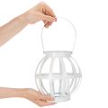 Kerti lámpa, fém és üveg, függő gyertyatartó, fehér, Ø18,5cm | Floristik24.hu