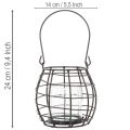 Kerti lámpa, fekete fém szélfénnyel, Ø14cm M12.5cm | Floristik24.hu