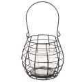 Kerti lámpa fogantyúval, fekete, üveg gyertyatartó, Ø17cm, M15cm | Floristik24.hu