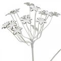 Floristik24 Kerti dugó virág, kerti dekoráció, növény dugó fémből shabby chic fehér, ezüst L52cm Ø10cm 2db