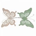 Floristik24 Ágykaró fém pillangó rózsaszín zöld 10,5x8,5cm 4db