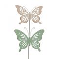 Floristik24 Ágykaró fém pillangó rózsaszín zöld 10,5x8,5cm 4db