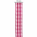 Ajándék szalag kockás piros 15mm 20m | Floristik24.hu