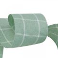 Floristik24 Ajándék szalag zöld pasztell kockás deco szalag 35mm 20m