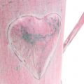 Floristik24 Ültetős öntözőkanna szív rózsaszín, mosott fehér Ø12,5cm H13cm