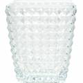 Floristik24 Üveglámpás kocka csiszolt mintás, asztali dekoráció, üvegből készült váza, üvegdísz 2db