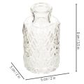 Mini üvegváza rombusz mintával, kis asztali váza, üveg, átlátszó, 9cm, 6 darab | Floristik24.hu