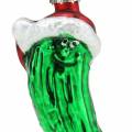 Floristik24 Karácsonyfadíszek Karácsonyi uborka kalappal zöld 11,5cm