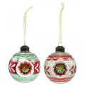 Floristik24 Karácsonyfa labdák mintával, fadíszekkel, karácsonyi golyókkal színes H9cm Ø8cm valódi üveg 3db