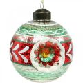Floristik24 Karácsonyfa labdák mintával, fadíszekkel, karácsonyi golyókkal színes H9cm Ø8cm valódi üveg 3db