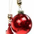 Floristik24 Karácsonyfadísz üveggolyó csillagpirossal 5cm