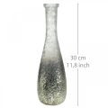 Floristik24 Virágváza üvegből, asztali váza kéttónusú valódi üveg tiszta, ezüst H30cm