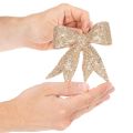 Csillámos masni, díszes masni, arany, klipsszel, 11 cm, 4 darab | Floristik24.hu