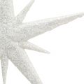 Floristik24 Csillogó csillag akasztható fehér 13cm 12db