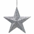 Floristik24 Csillogó csillag ezüst 9,5 / 5cm 18db