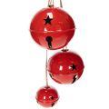 Floristik24 Piros fém csengők, 3 db-os készlet, dekoratív, 14/12/8 cm