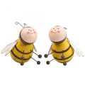 Floristik24 Függesztett dekoráció méhek dekoráció deco fogas fa fém 9,5cm 2db