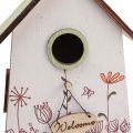Floristik24 Függesztett dekoráció tavaszi dekoráció madárház dekoráció fészkelő doboz zöld fehér 19cm