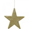 Floristik24 Karácsonyi dekoráció csillag medál arany glitter 30cm 2db