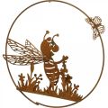Floristik24 Fém rozsda kerti dekoráció akasztható méhecske Ø14cm 4db