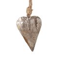 Floristik24 Függesztett dekoráció fém szívek díszítő szívek ezüst 11cm 3db