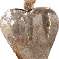 Floristik24 Függesztett dekoráció fém szívek díszítő szívek ezüst 11cm 3db