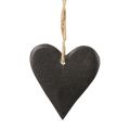 Floristik24 Függesztett dekoráció pala szív dekoratív szívek fekete 7cm 6db