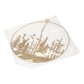 Floristik24 Dekoratív gyűrű fém erdei szarvas dekoráció vintage arany Ø22,5cm