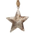 Floristik24 Függesztett dekoráció dekoráció csillag karácsonyi fém ezüst 11cm 3db
