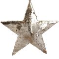 Floristik24 Függesztett dekoráció csillag fém karácsonyi dekoráció ezüst 15,5cm 3db