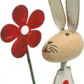 Floristik24 Húsvéti dekoráció, nyúl fémből, tavaszi dekoráció, húsvéti nyuszi virágpirossal, bézs H21cm 2db