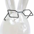Floristik24 Húsvéti nyuszi szemüveggel, fehér gyöngyház kerámia, magassága 20 cm