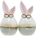 Floristik24 Kerámia húsvéti nyuszik szemüveggel, húsvéti dekorációs nyuszi pár H19cm 2db