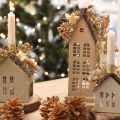 Dekoratív fémház ablakokkal és kandallóval, 28 cm | Floristik24.hu