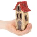 Kerámia ház dekoráció piros tetővel, világító házikó, 15 cm, 2 darab | Floristik24.hu