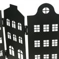 Floristik24 Deco ház fém fekete állvány városi sziluett 40 × 18cm