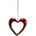 Floristik24 Szív fából, deco szív akasztható, szív deco piros H15cm