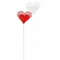 Floristik24 Szív pálcikán, díszdugós szív, esküvői dekoráció, Valentin nap, szívdísz 16 db