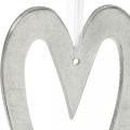 Floristik24 Dekoratív szív ezüst alumínium esküvői dekoráció felakasztására 22 × 12 cm