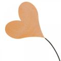 Floristik24 Asztali dísz szívek esküvői, szív dekoráció fém narancs/sárga H40cm 3db