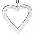 Floristik24 Akasztható szív, fém dekoráció, karácsonyi, esküvői dekoráció ezüst 11 × 11 cm