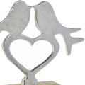 Floristik24 Elhelyezhető szívdísz madárdekorációval esküvői 16,5cm × 19,5cm