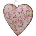 Floristik24 Akasztható szív, Valentin-nap, szívdísz rózsákkal, Anyák napja, fém dekoráció H16cm 3db