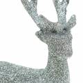 Floristik24 Deco figura szarvas ezüst csillogás 9cm x 16cm