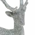 Floristik24 Deco figura szarvas ezüst csillogás 25cm x 12cm