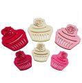 Floristik24 Fa cupcakes asztaldísz pasztell színű muffin születésnapi dekoráció 24db