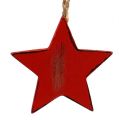 Floristik24 Fa akasztós csillag, szív, karácsonyfa piros 6db