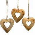 Floristik24 Dekoratív medál szív, fa szív, Valentin nap, fa medál, esküvői dekoráció 6db